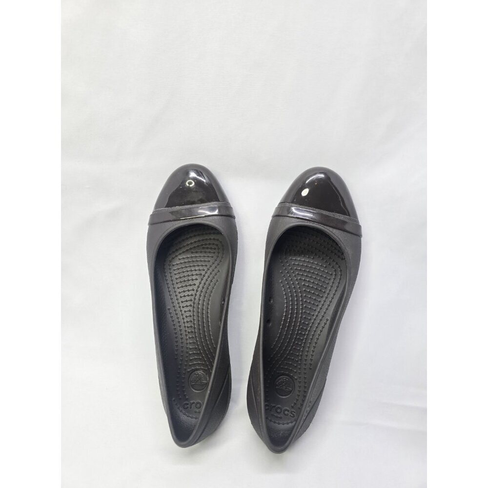 Womens Crocs Size 6 Gianna Alice Shiny Cap Toe Ballet Flat Brown Shoes - Picture 9 of 9